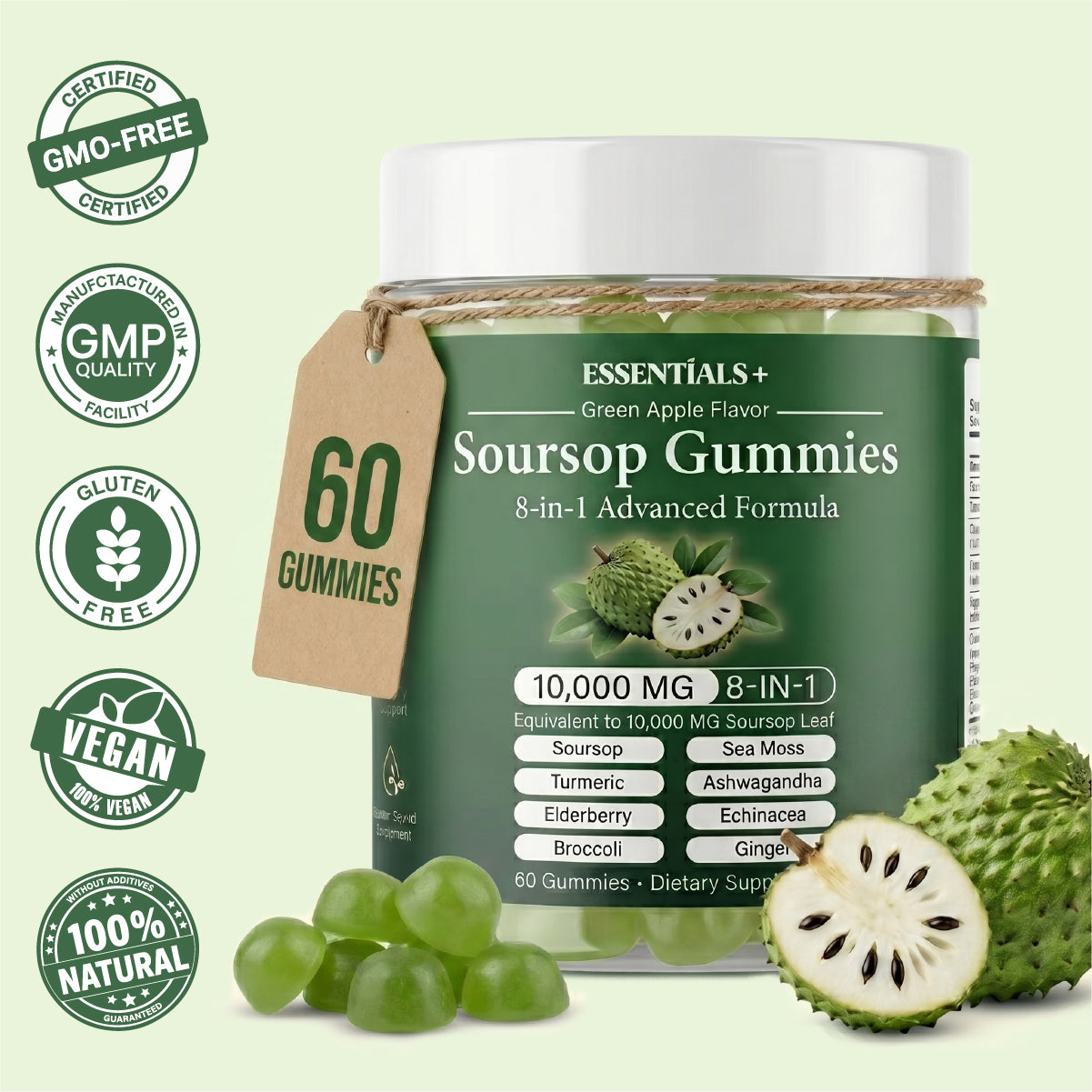Organic Soursop Gummies 60 Count