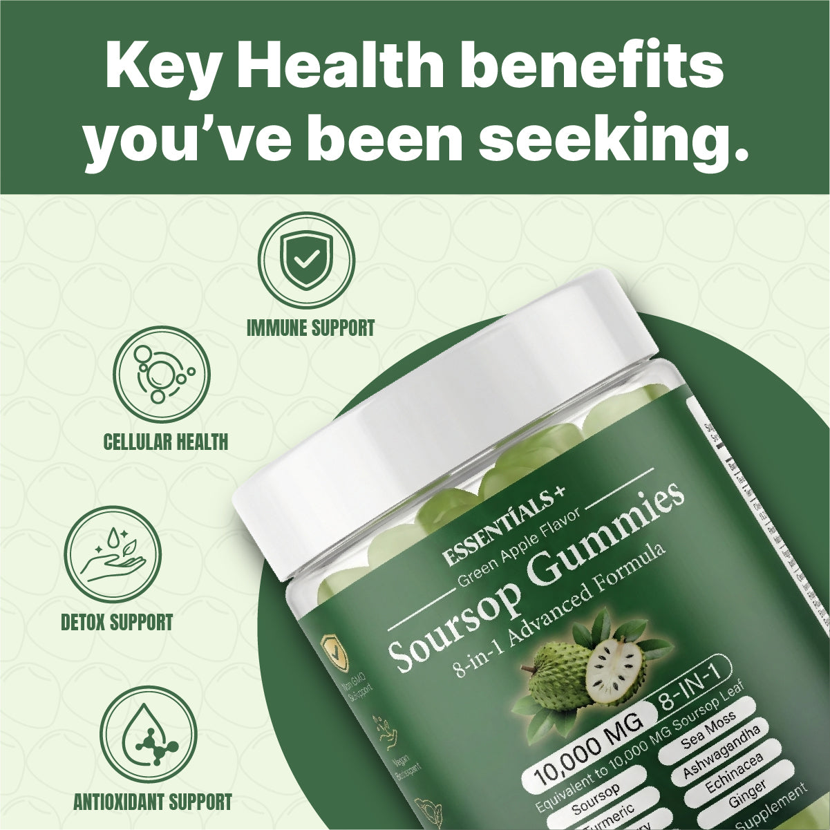 Organic Soursop Gummies 60 Count