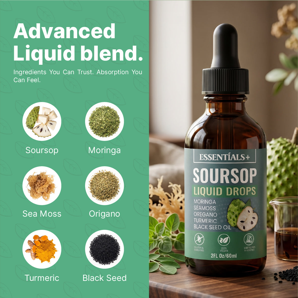 Organic Soursop Liquid Drops 60ml