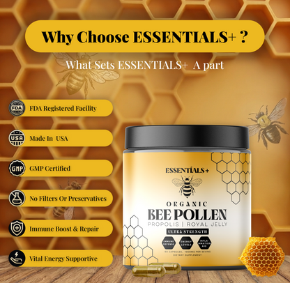 Essentials+ Bee Pollen Capsules 50 Count